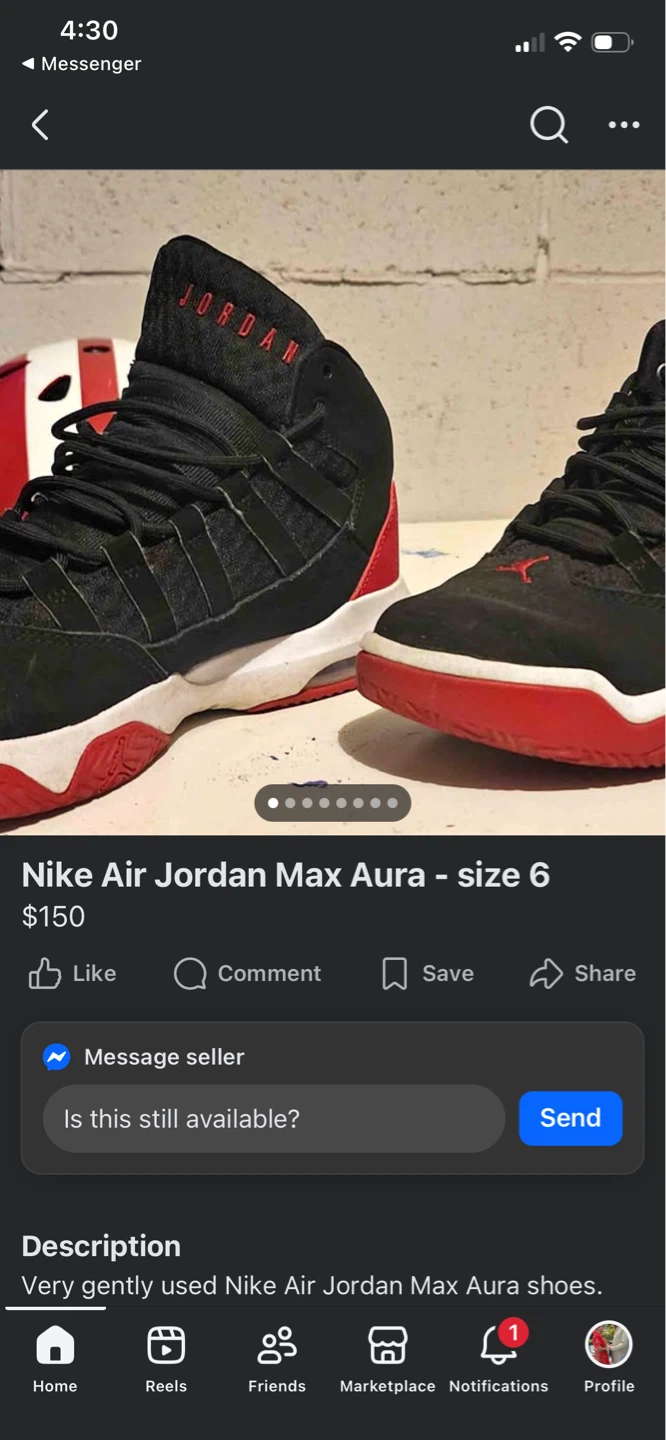 Nike Air Jordan Max Aura Shoes - Size 6