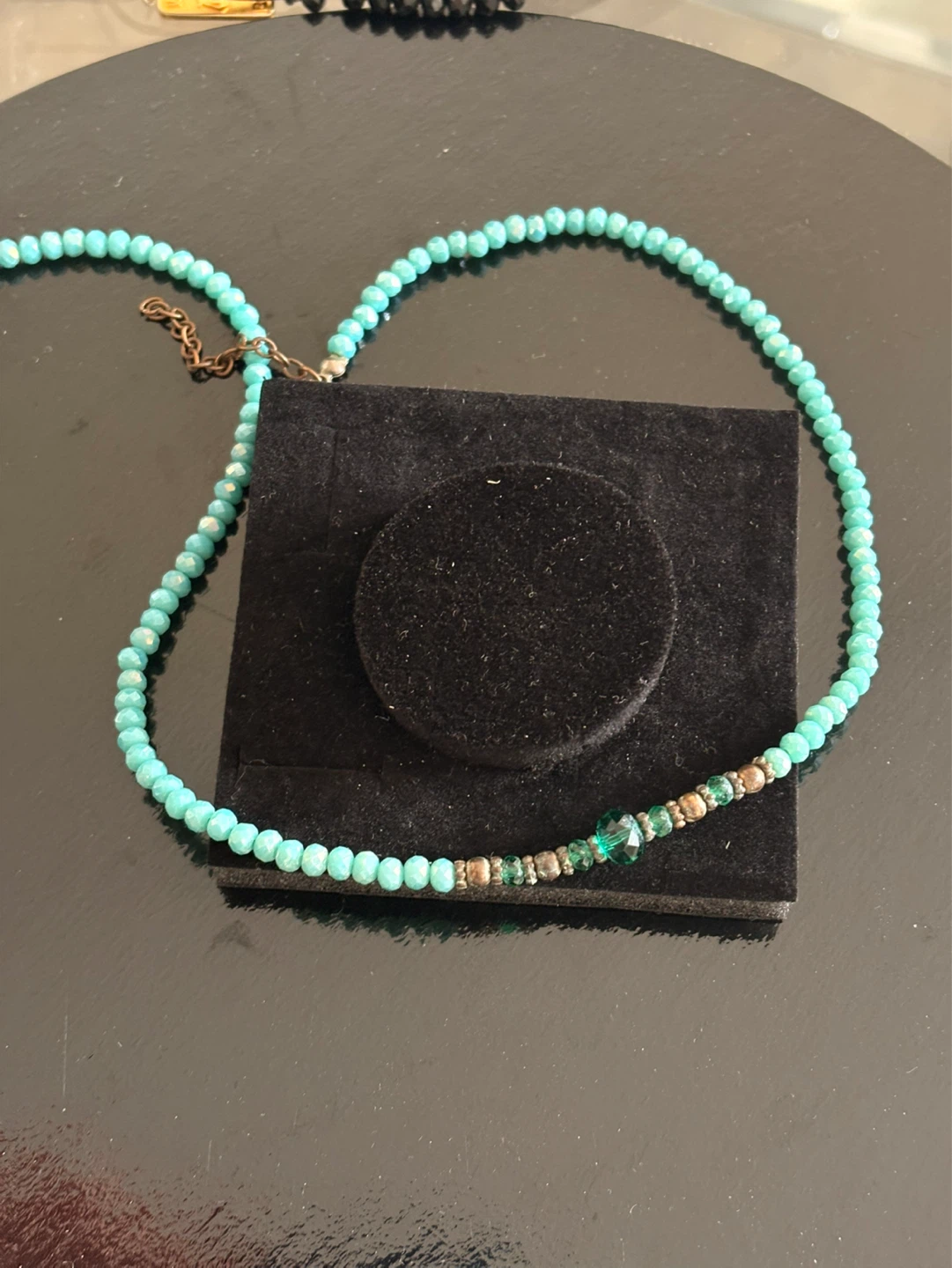Turquoise Beaded Necklace with Green Accent Beads - photo 3