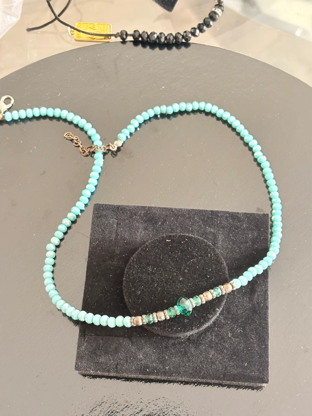 Turquoise Beaded Necklace with Green Accent Beads - photo 4
