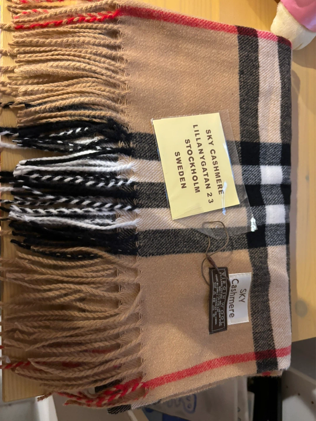 Cashmere Scarf – Classic Check Pattern (Burberry) Style