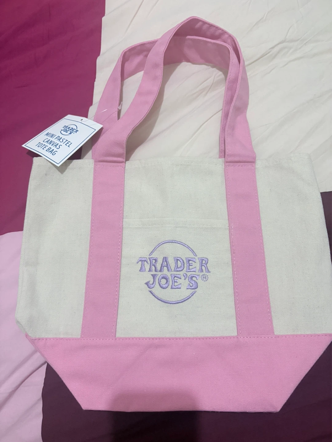 Trader Joe's Mini Pastel Canvas Tote Bag - photo 4