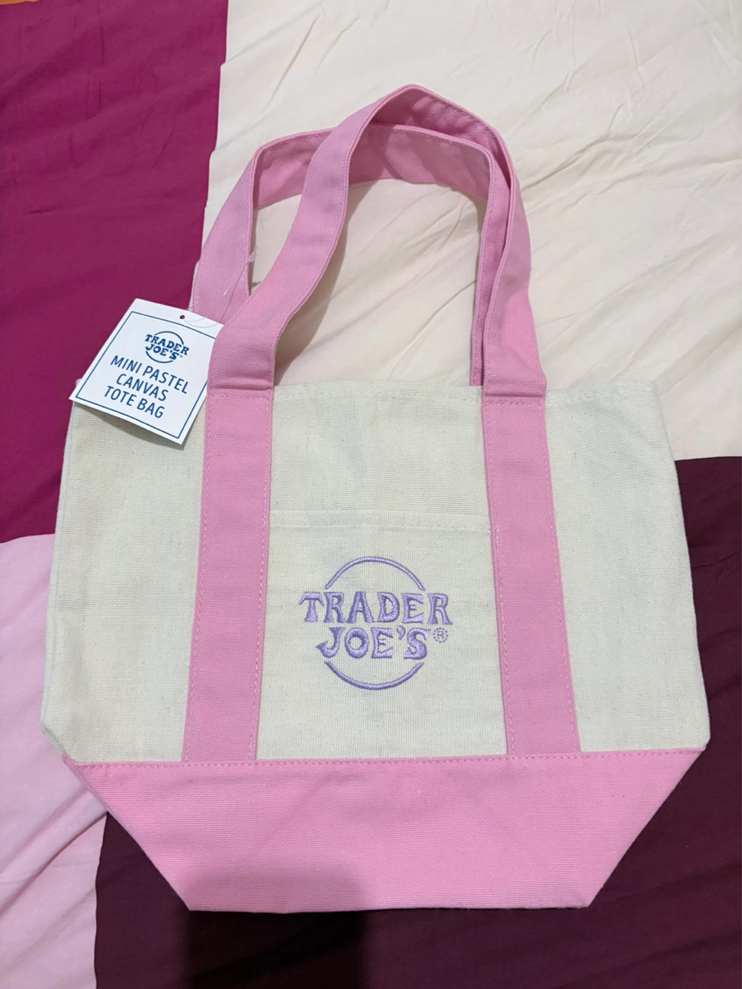 Trader Joe's Mini Pastel Canvas Tote Bag