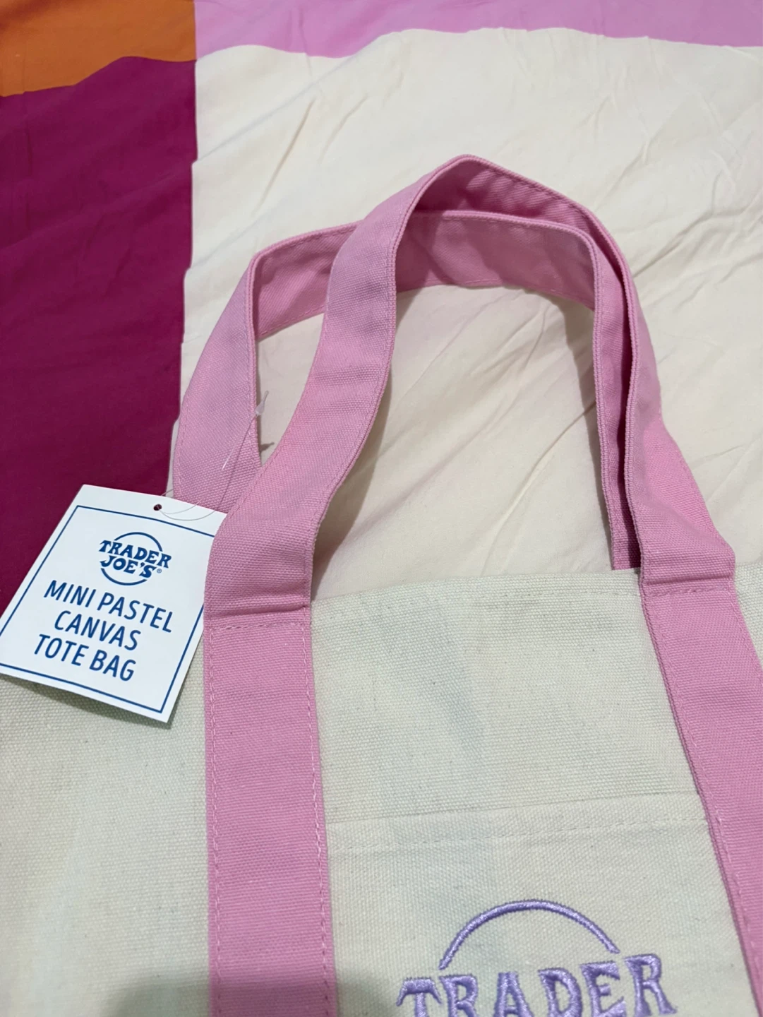 Trader Joe's Mini Pastel Canvas Tote Bag - photo 2