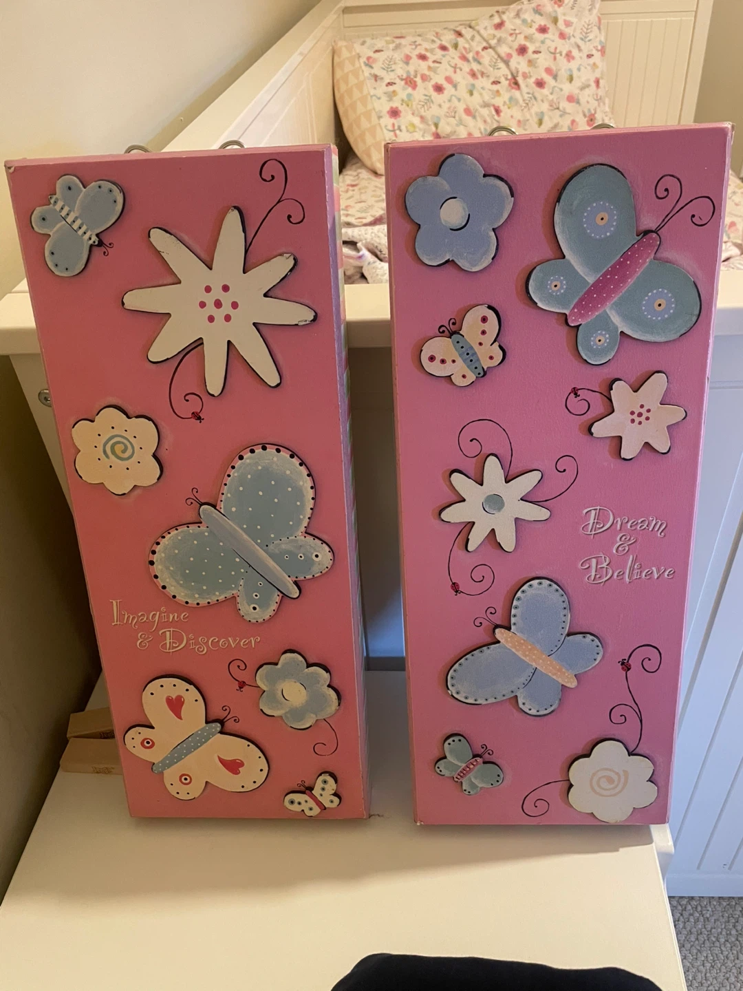 Pink Butterfly Wall Art Set