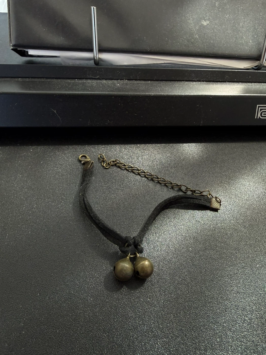 Black Suede Anklet with Bell Charms