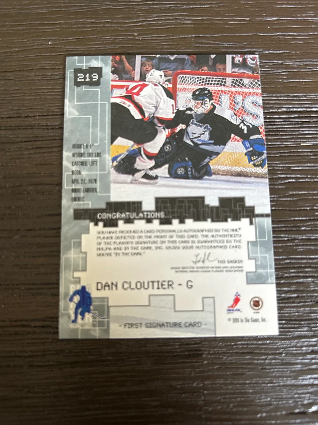 Dan Cloutier Millennium Signature Series Autographed - photo 2