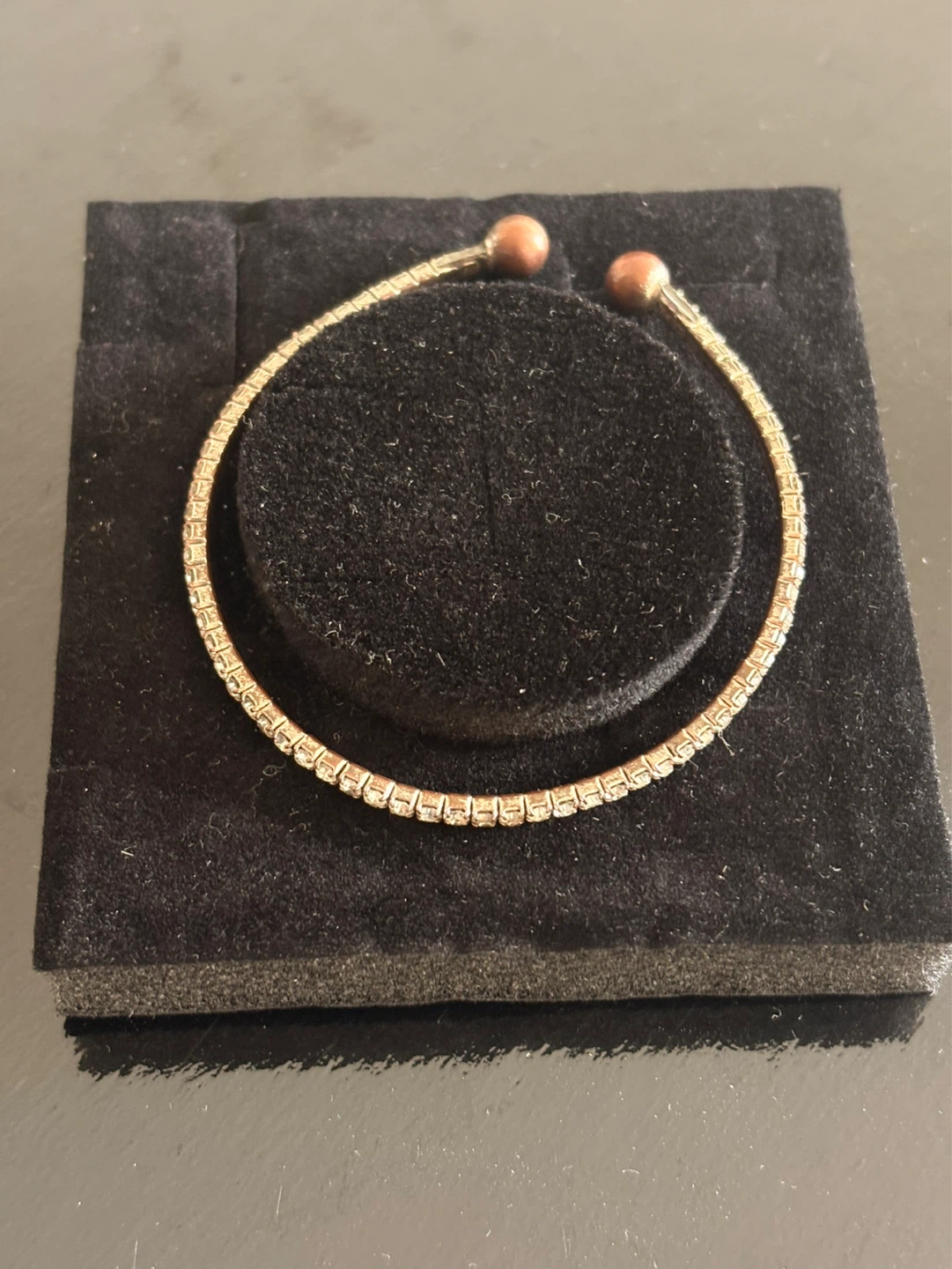 Set of 2 Gold Tone Cuff Bracelets with Rhinestones - photo 3