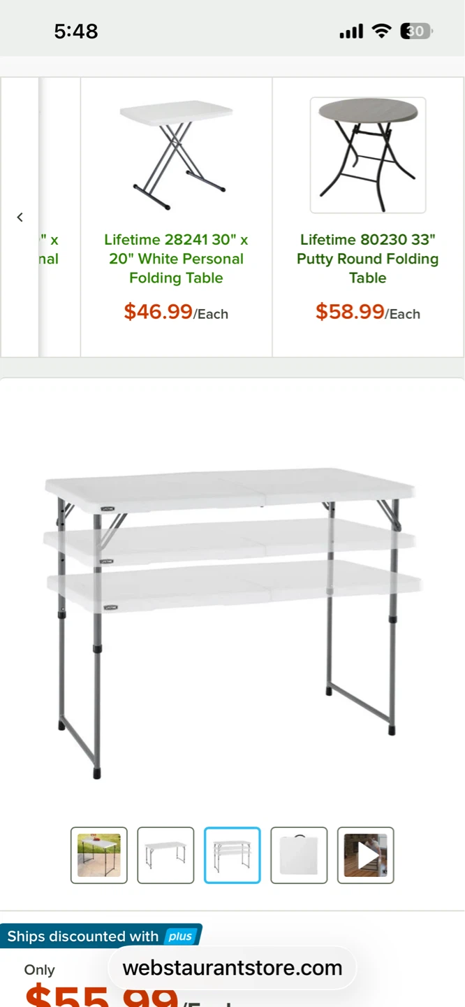 Lifetime White Plastic Table 4ft - photo 3