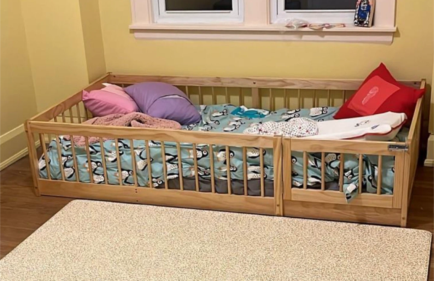 Wooden Toddler Bed with Rails