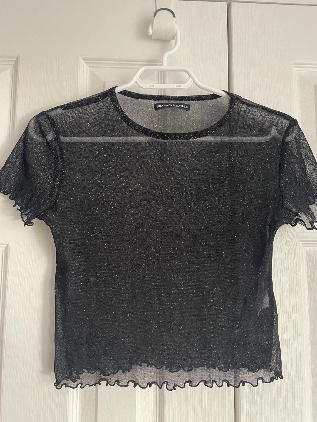 Brandy Melville Black Sparkle Mesh Top