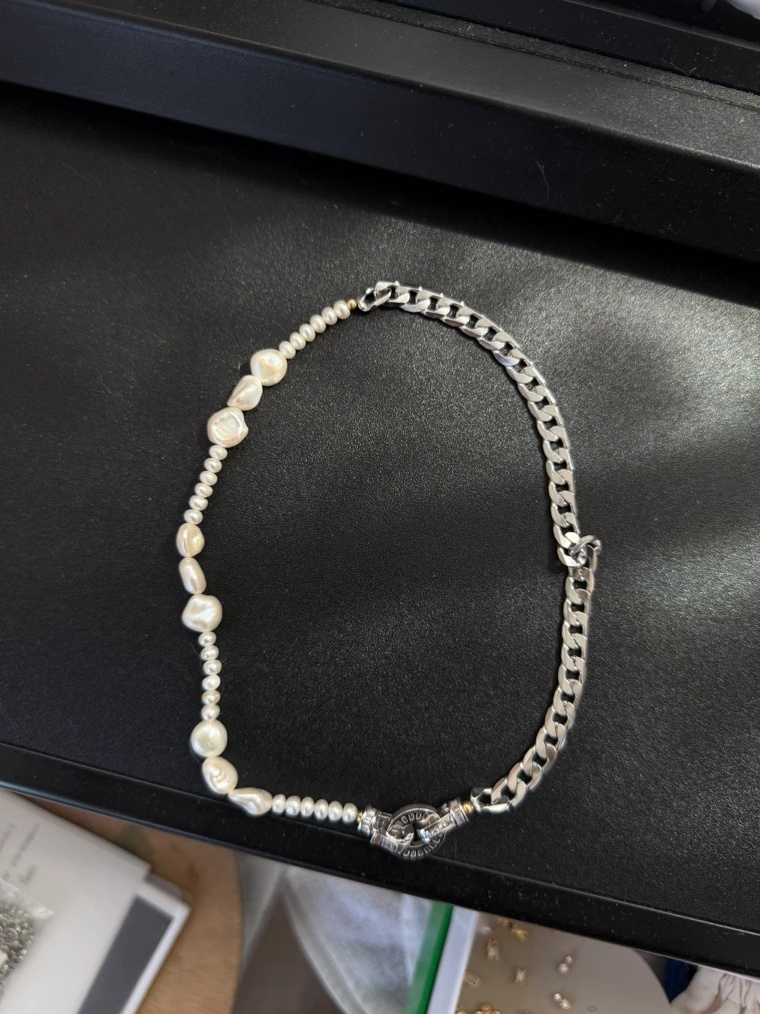 Pearl and Silver Chain Necklace