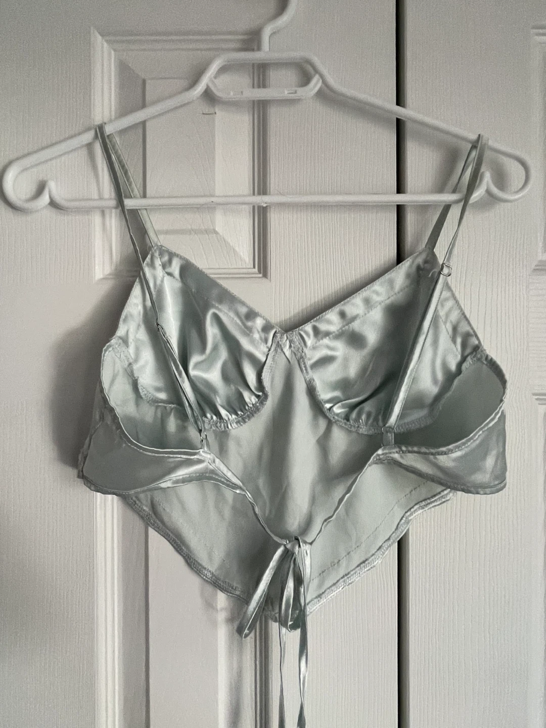 Light Blue Satin Lace Trim Cami Top - photo 2