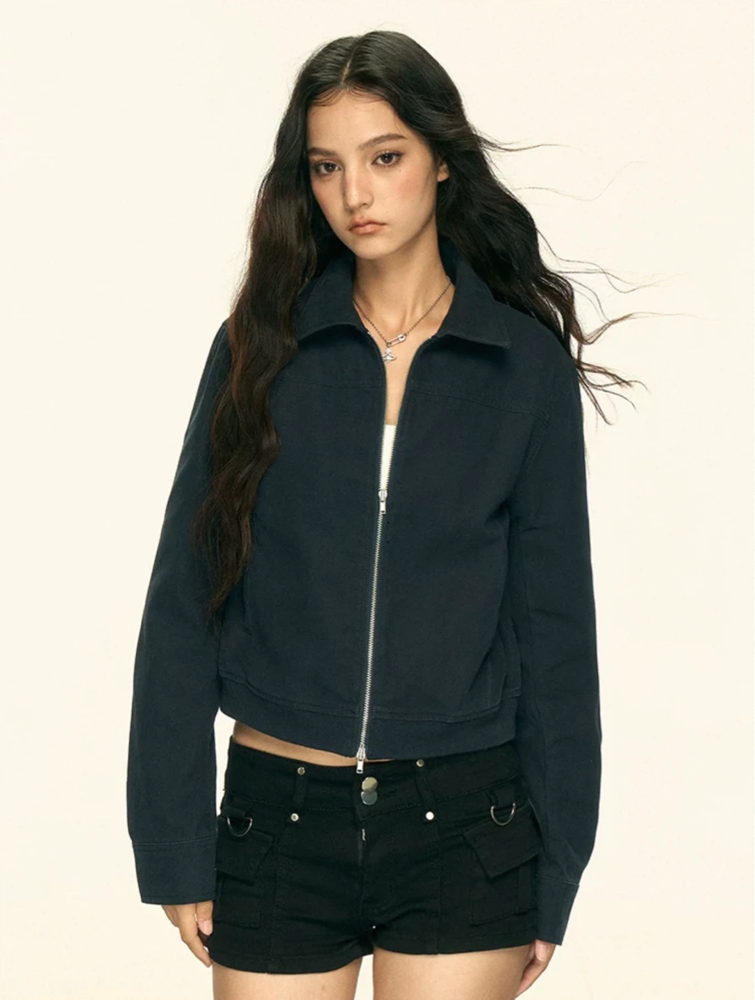 Dark Navy Cropped Jacket - photo 3