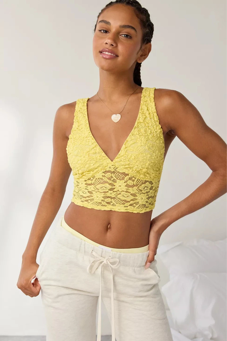 Urban Outfitters Yellow Lace Bralette | Size Small