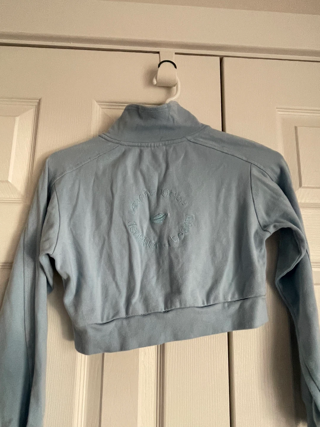 Light Blue Cropped Zip-Up Jacket - photo 2
