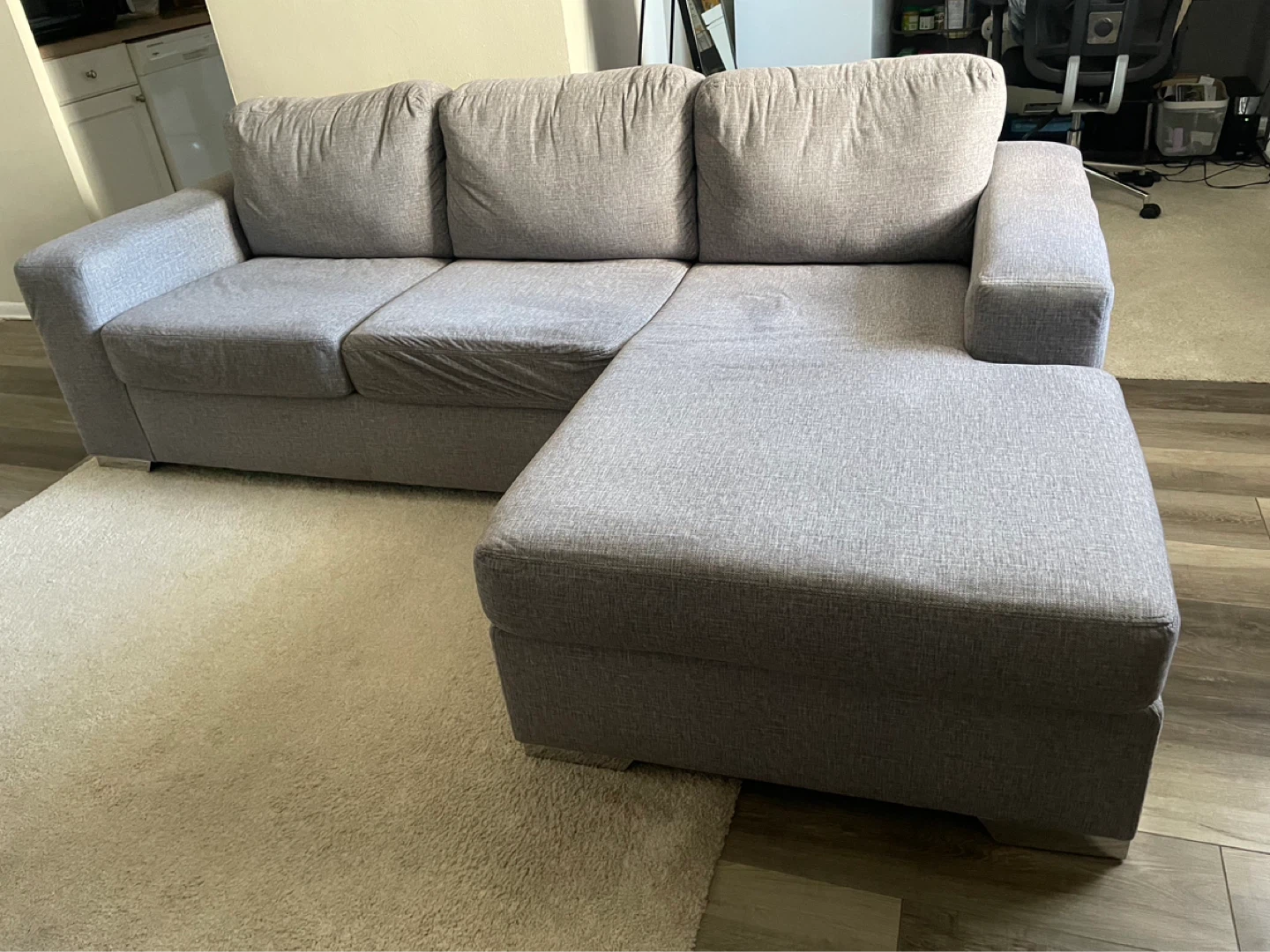 HomeSense Grey Sectional Sofa with Chaise — Like New - photo 4
