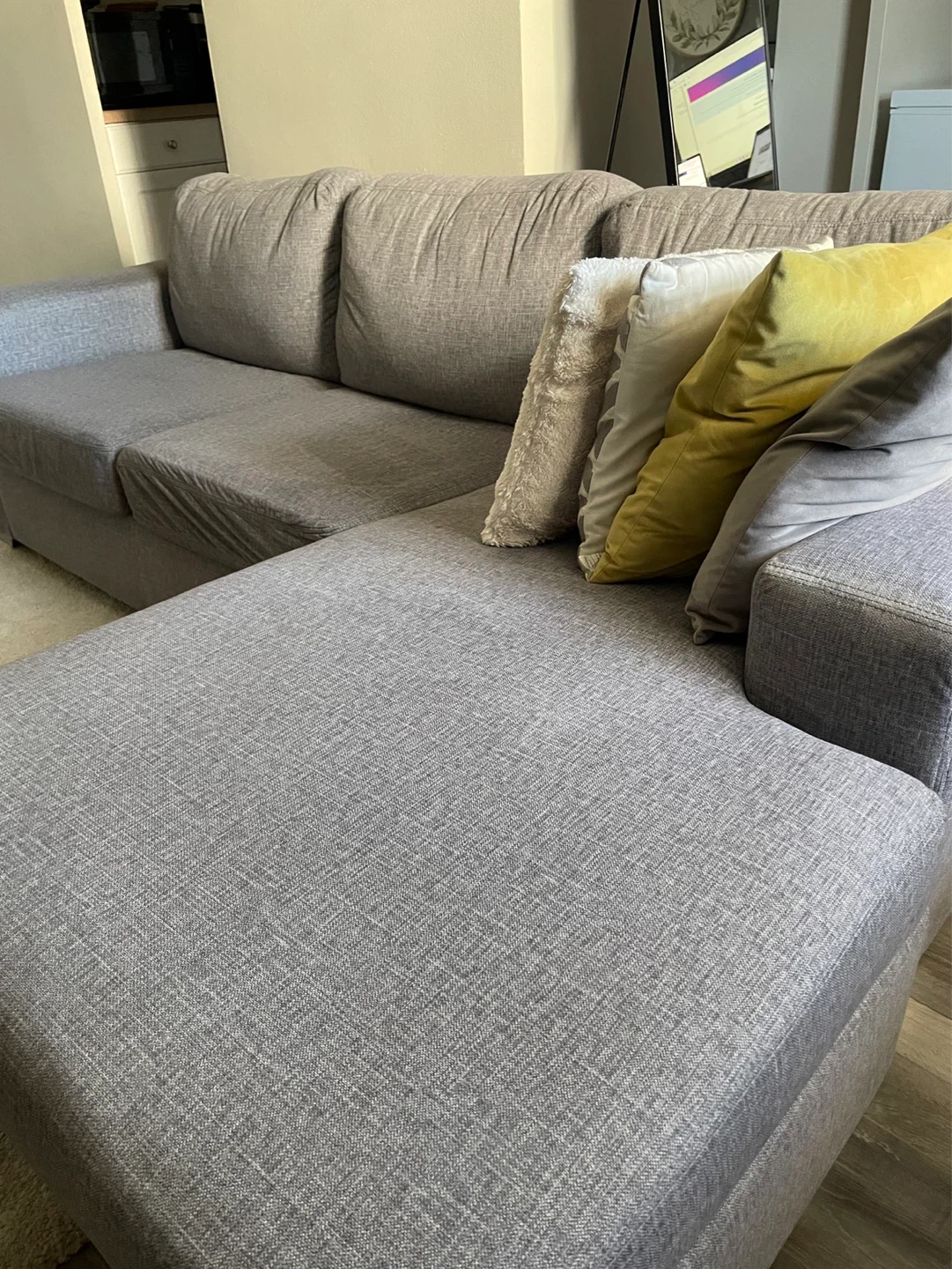 HomeSense Grey Sectional Sofa with Chaise — Like New - photo 5