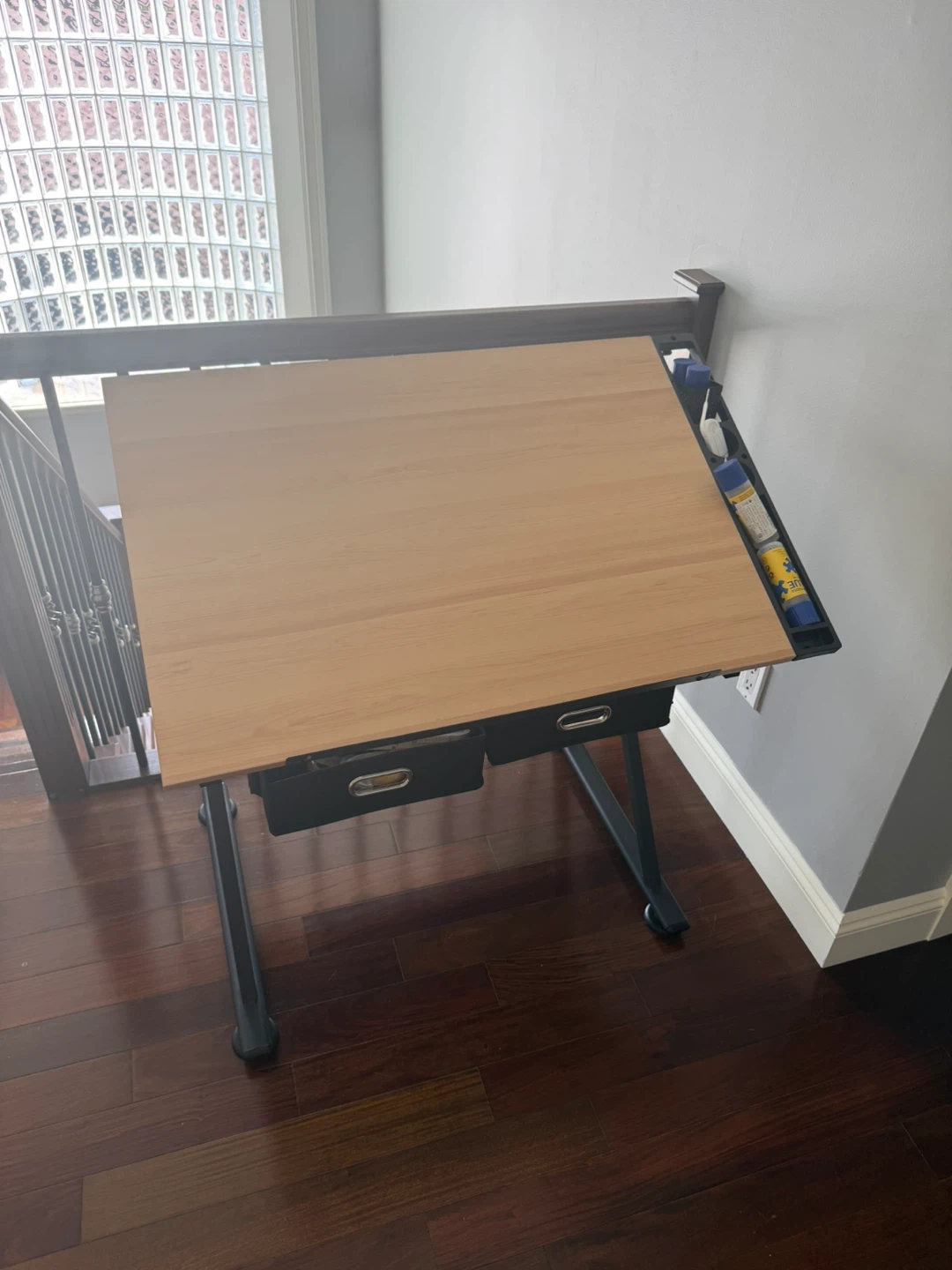 Adjustable Drafting Table with Storage Bins
