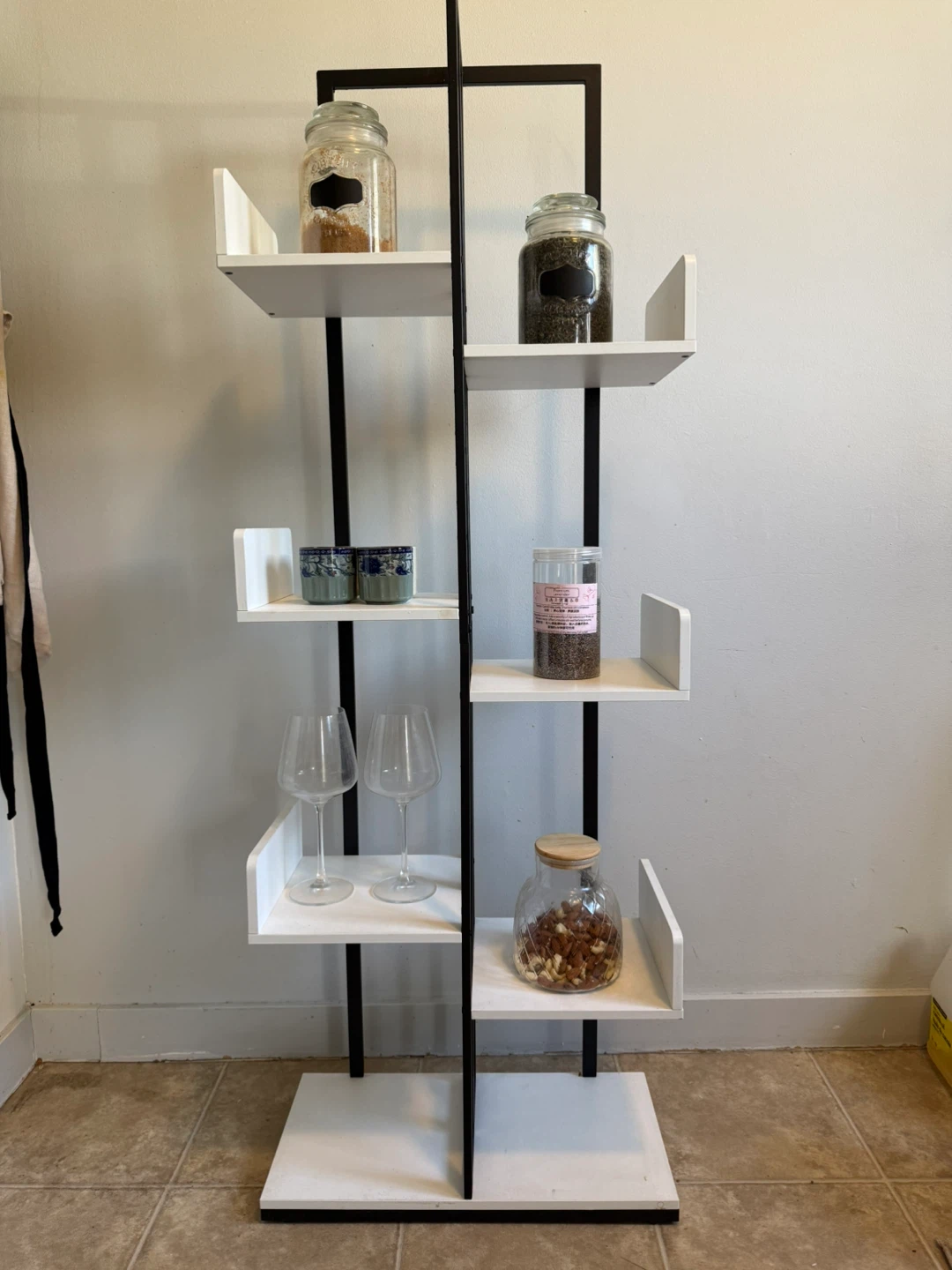 White and Black Tall Shelf Unit