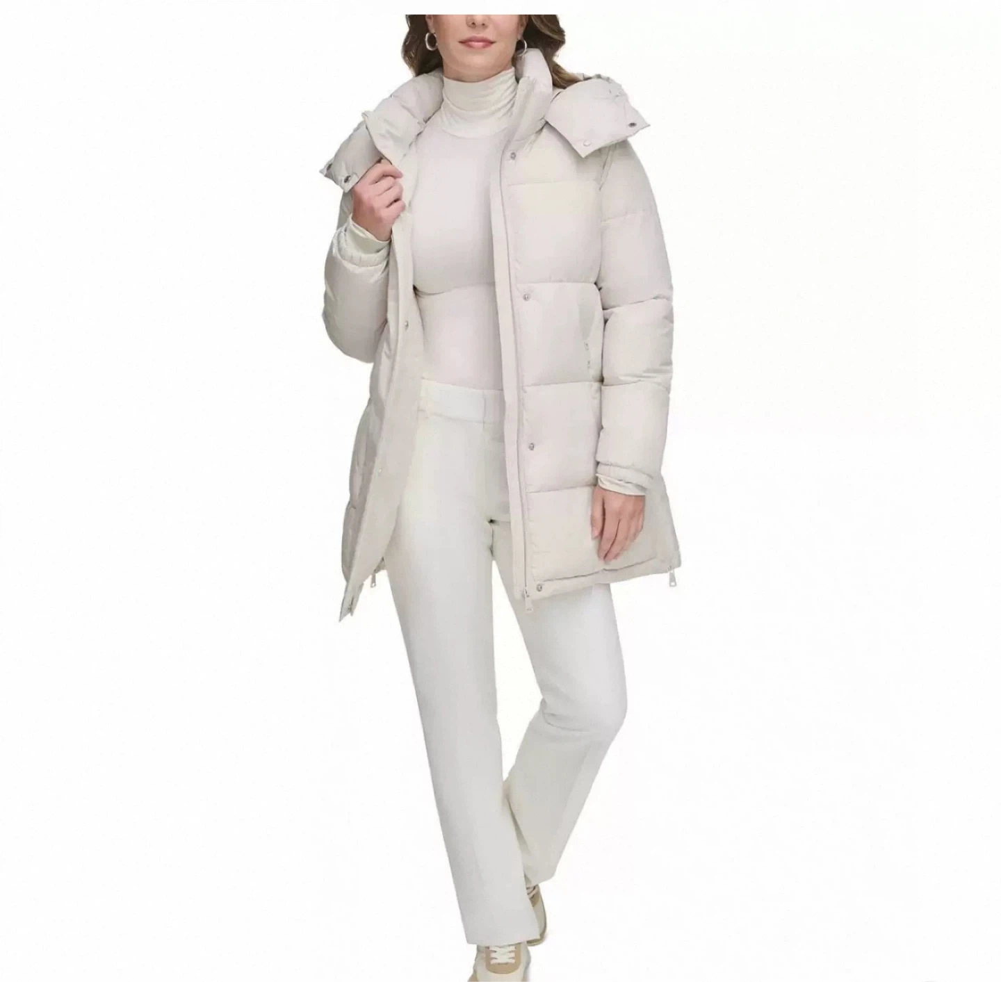 Calvin Klein Women's Puffer Coat - Size Medium - Beige - photo 4