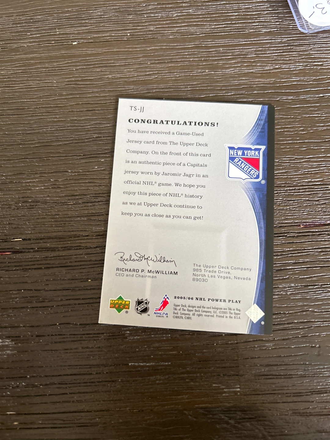 Jaromir Jagr New York Rangers Game-Used Jersey card - photo 2