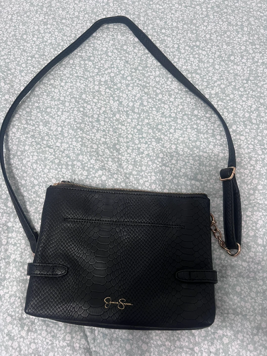 Jessica Simpson Black Snake Embossed Crossbody Bag