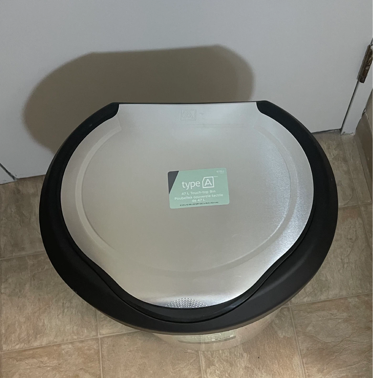 🌱 Brand New Type A Plastic 47L Touch-Top Trash Bin - Silver - photo 3