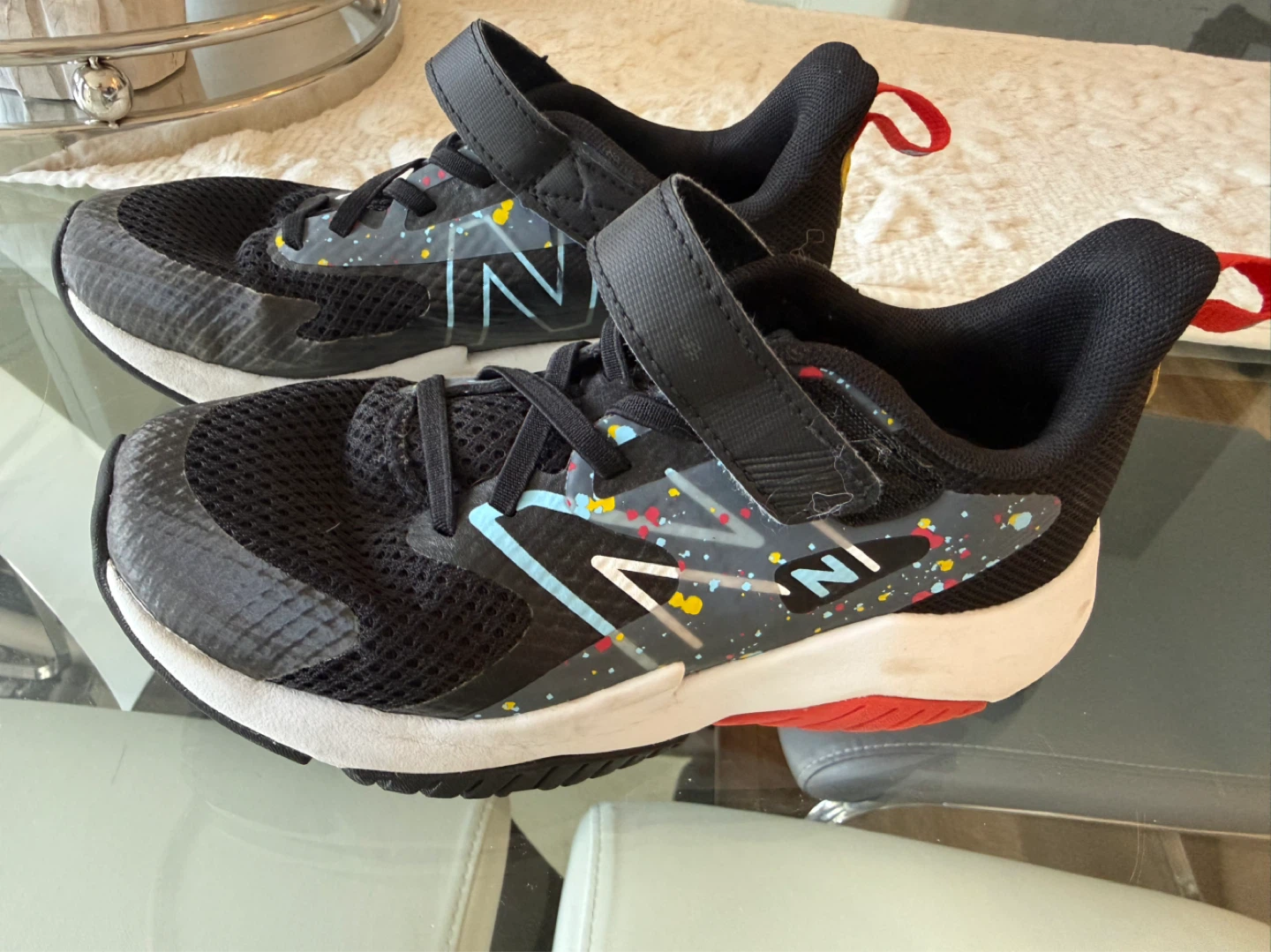 New Balance Kids Black Hook and Loop Running Shoes Size 2