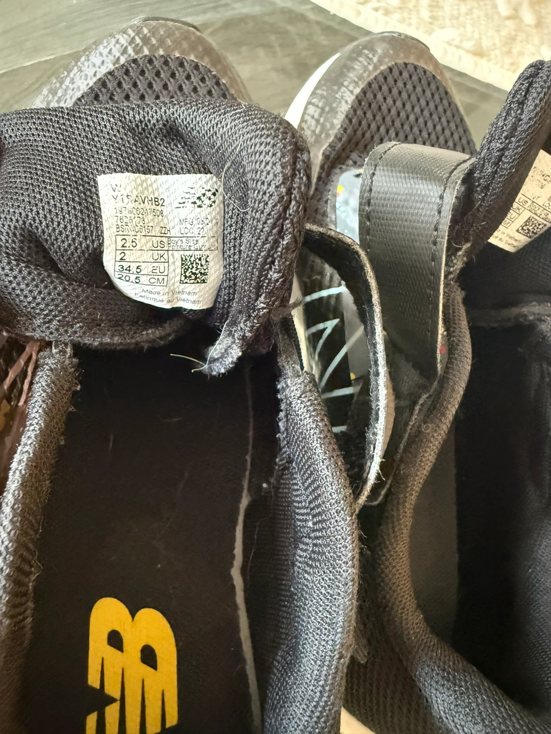 New Balance Kids Black Hook and Loop Running Shoes Size 2 - photo 4