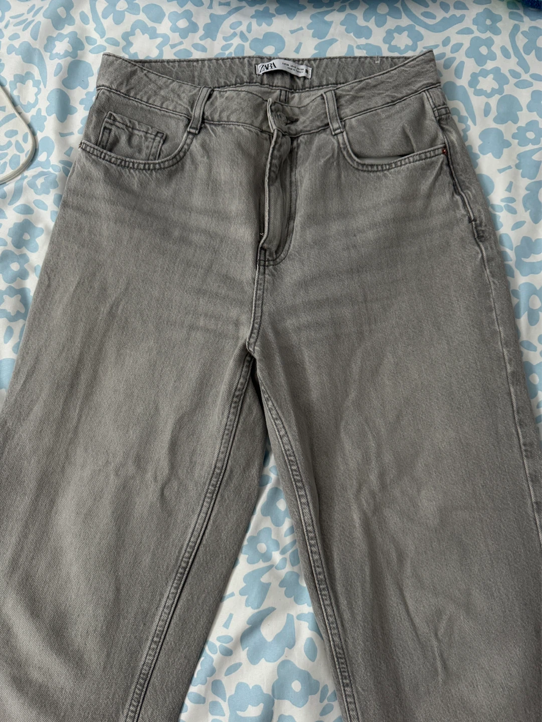 ZARA High Rise Z1975 Straight Leg Jeans - Grey - photo 3