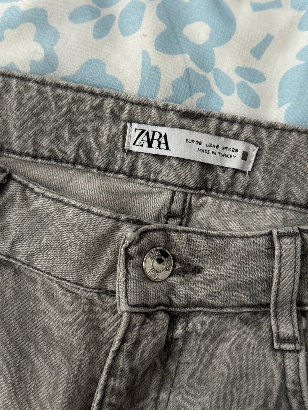 ZARA High Rise Z1975 Straight Leg Jeans - Grey - photo 2