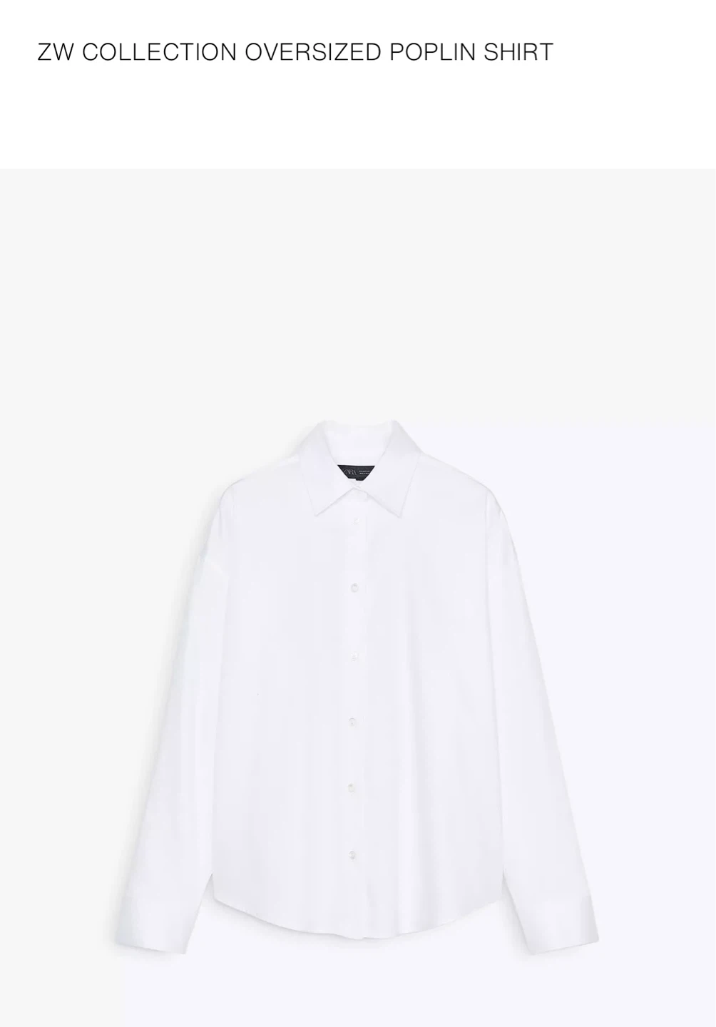 Zara White ZW Collection Oversized Poplin Shirt - Size S