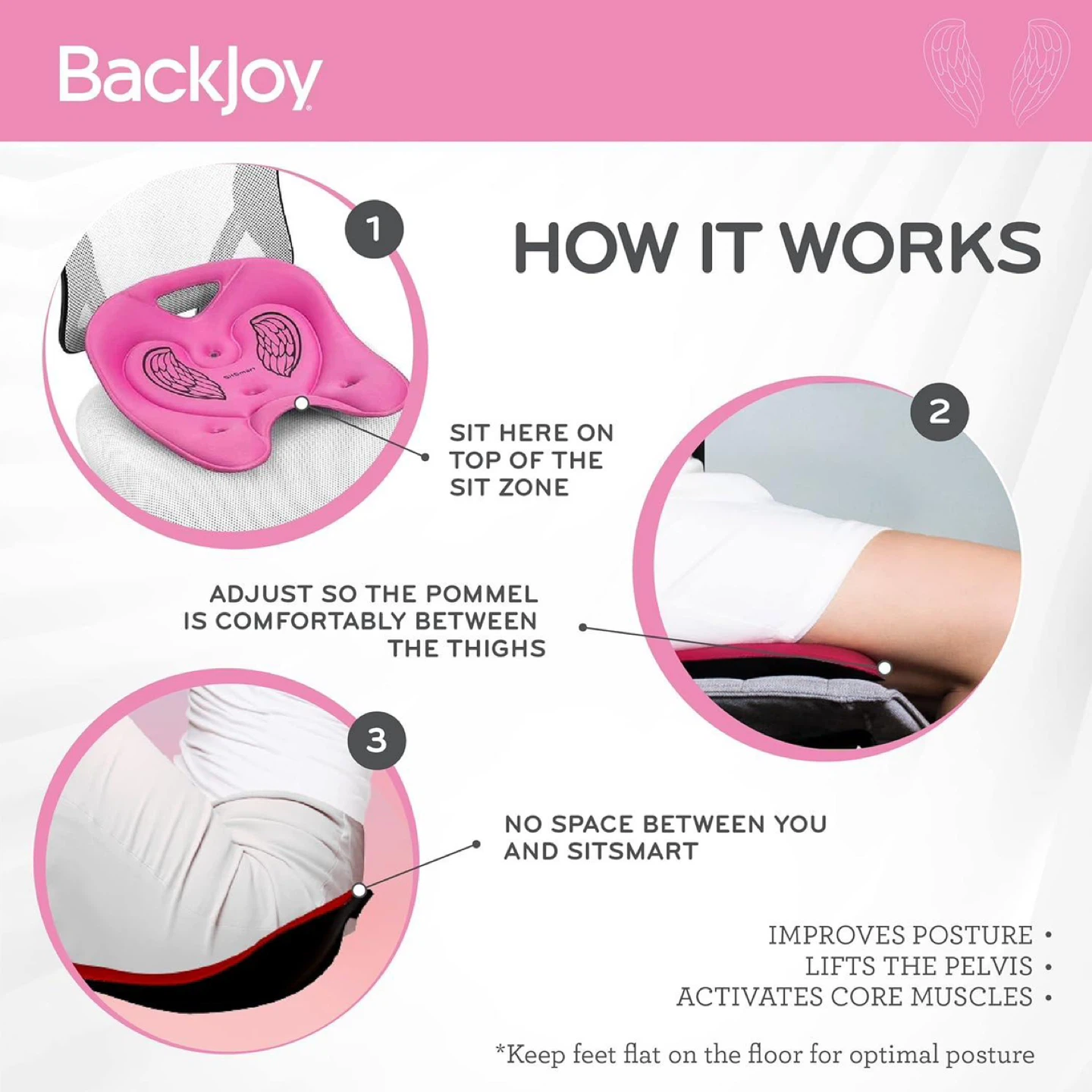 Backjoy SitSmart Angel Traction Ergonomic Posture Seat - photo 3