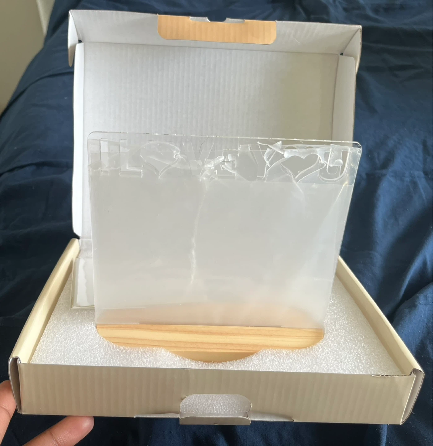 Clear Acrylic Photo Frame with Wooden Stand