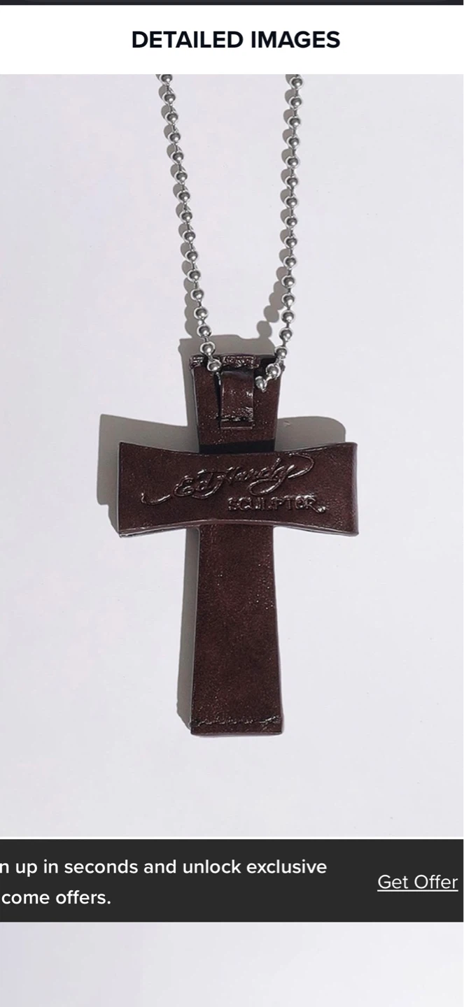 [Sculptor x Ed Hardy] Cross Leather Strap Wallet Brown - photo 5