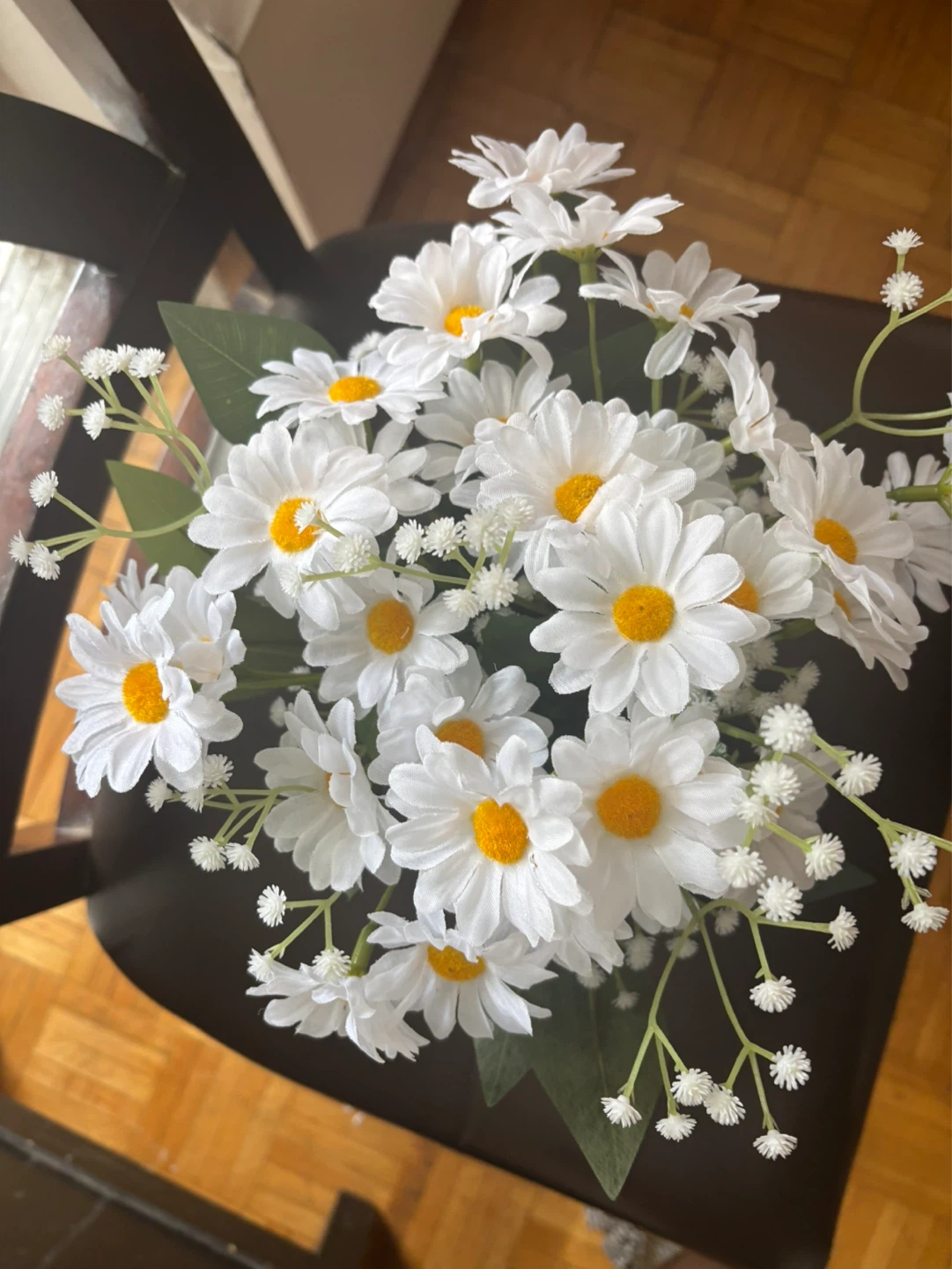 Artificial Daisy Flower Arrangement in Red Pot - photo 2