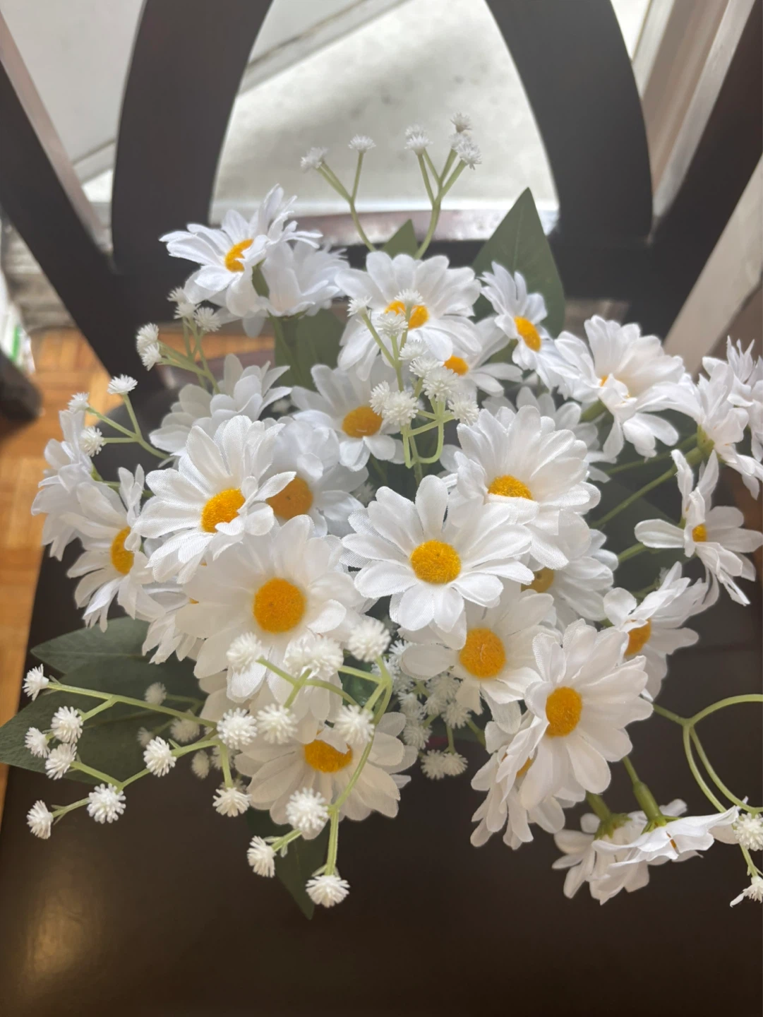 Artificial Daisy Flower Arrangement in Red Pot