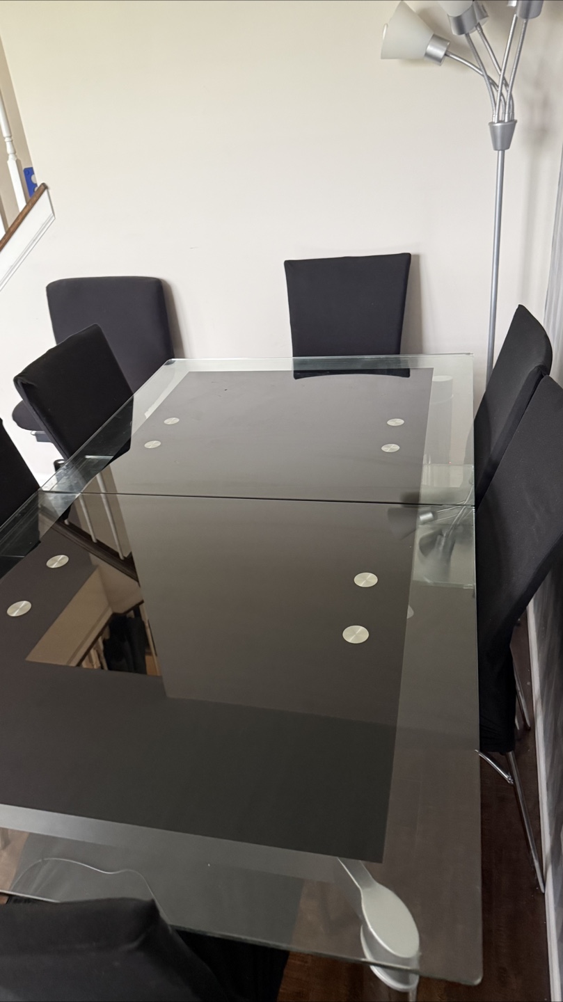Glass Top extendable Dining Table with 6 reclining Chairs - photo 4
