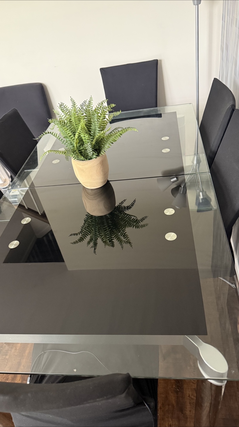 Glass Top extendable Dining Table with 6 reclining Chairs - photo 2