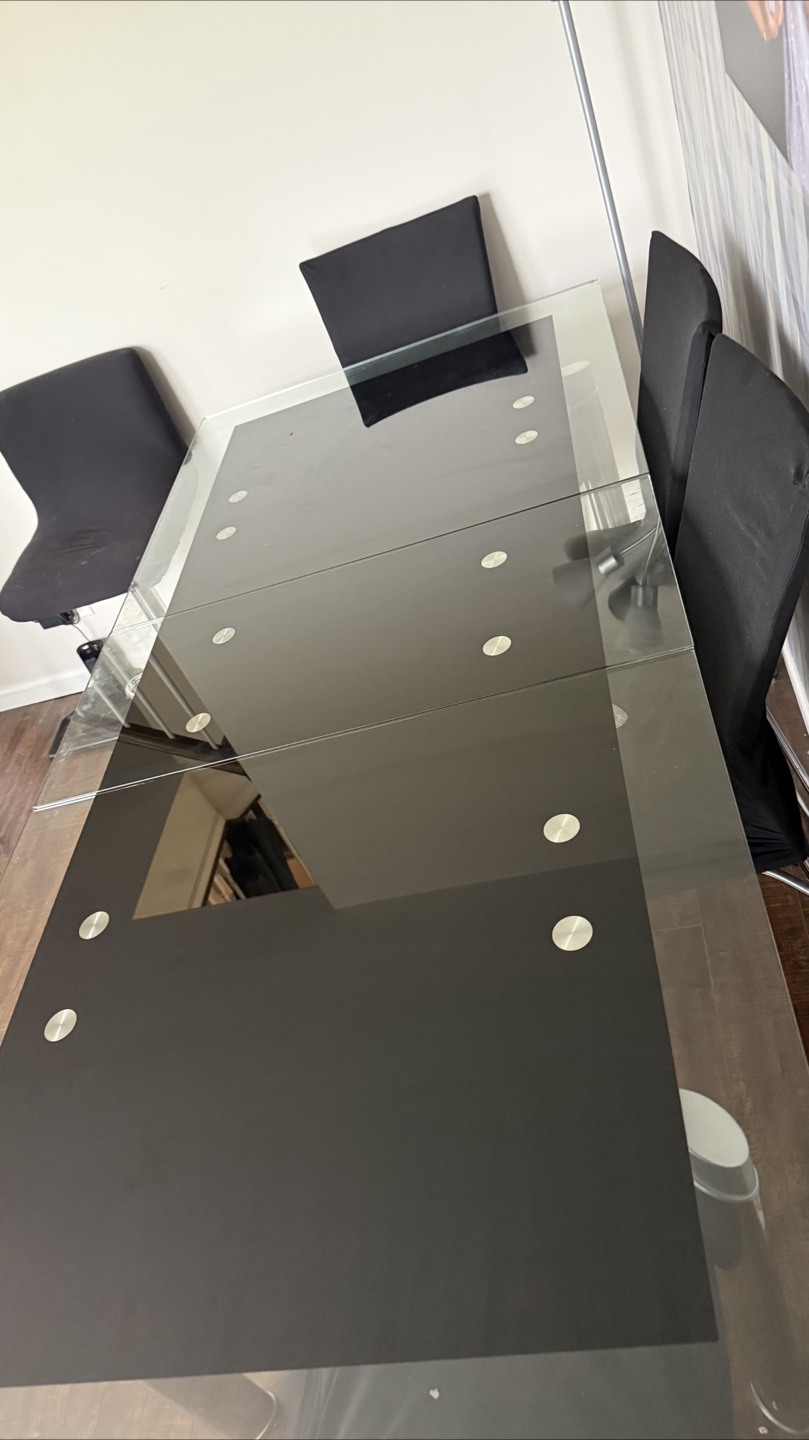 Glass Top extendable Dining Table with 6 reclining Chairs - photo 5