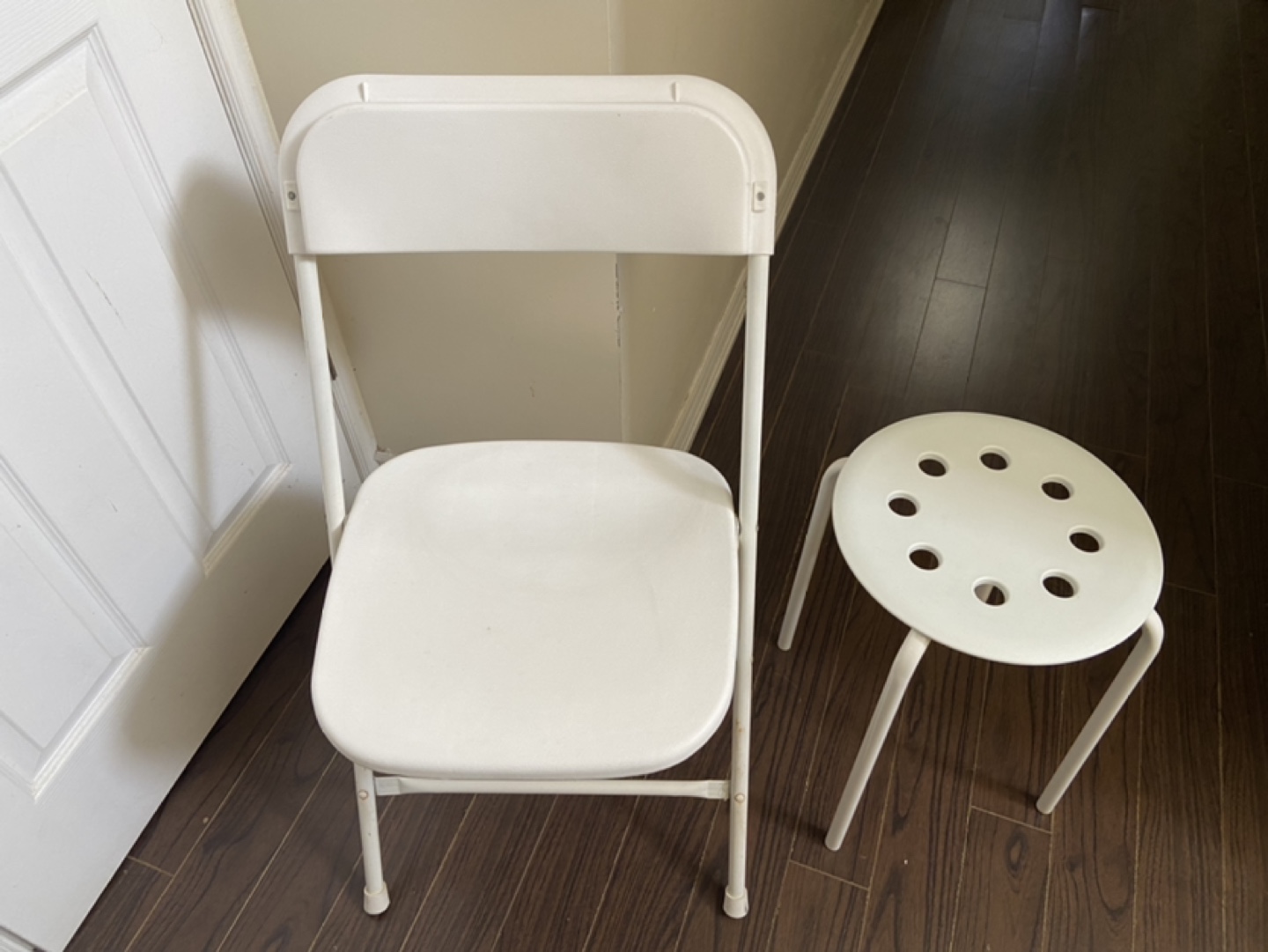White Folding Chair and Stool Set