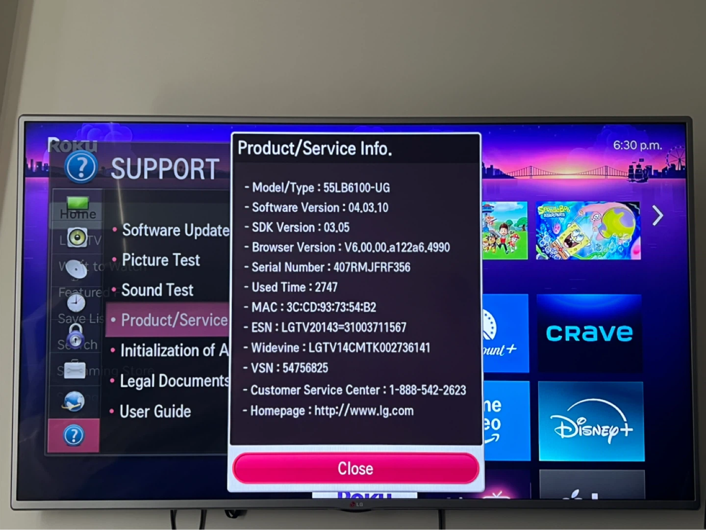 LG 55” LED TV (Model: 55LB6100-UG) + Roku – Excellent Condition - photo 3