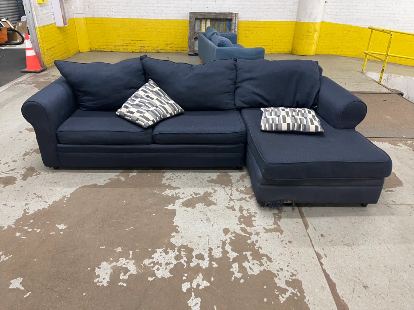 Navy Blue Sectional Sofa with Chaise