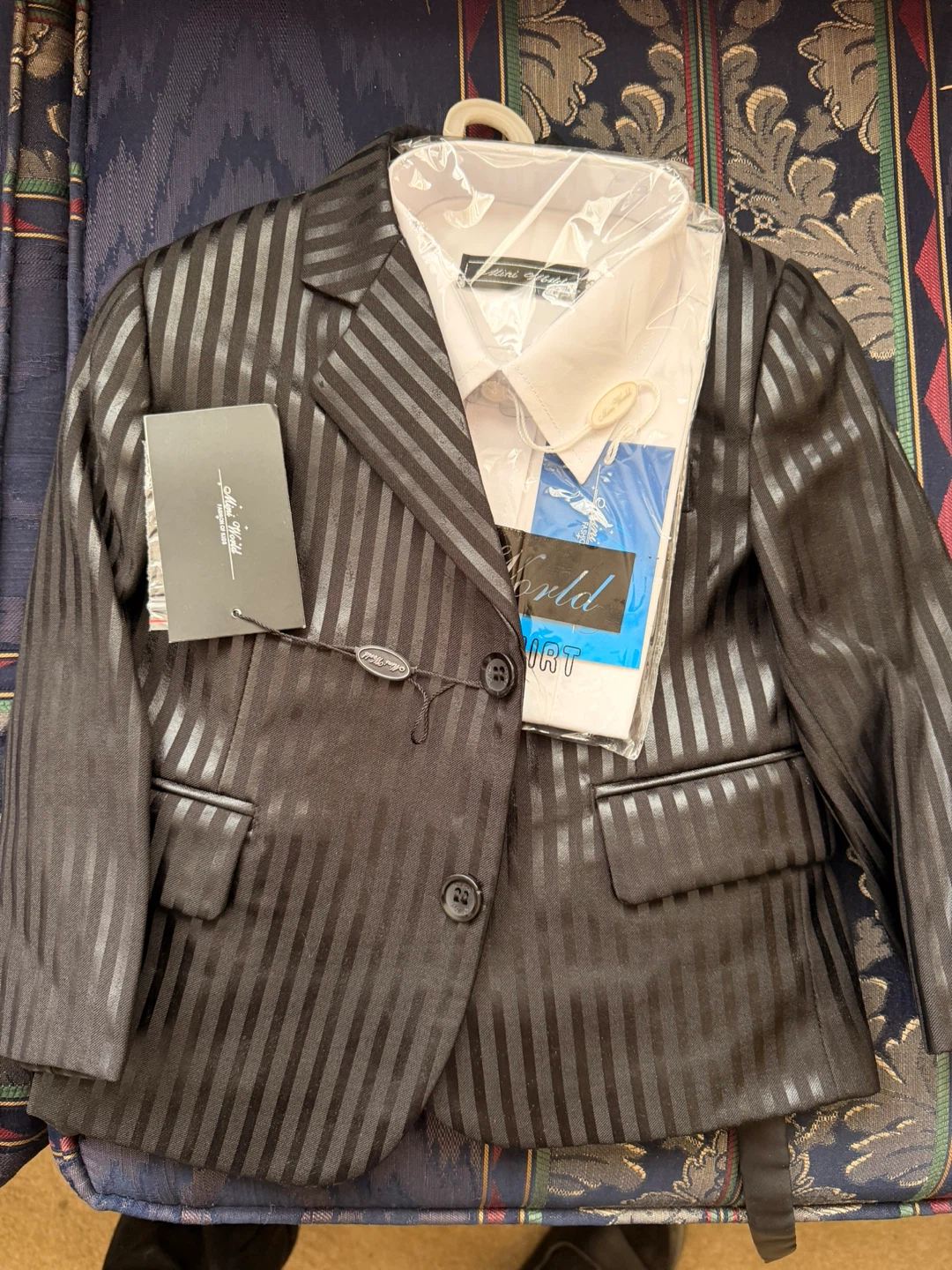 Mimi World Boys Striped Suit Set with Shirt - Size 38