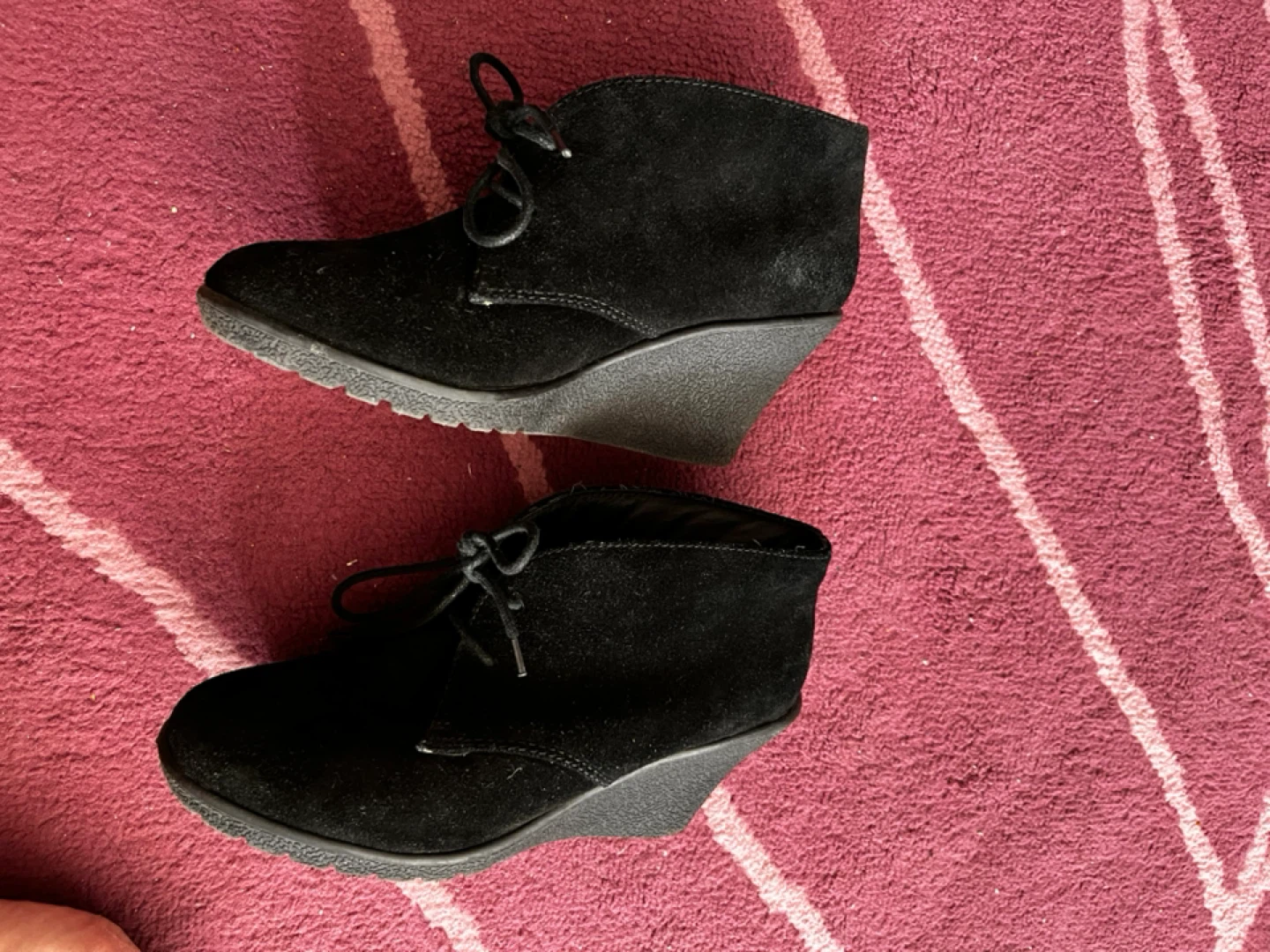 Black Suede Wedge Ankle Boots size 7