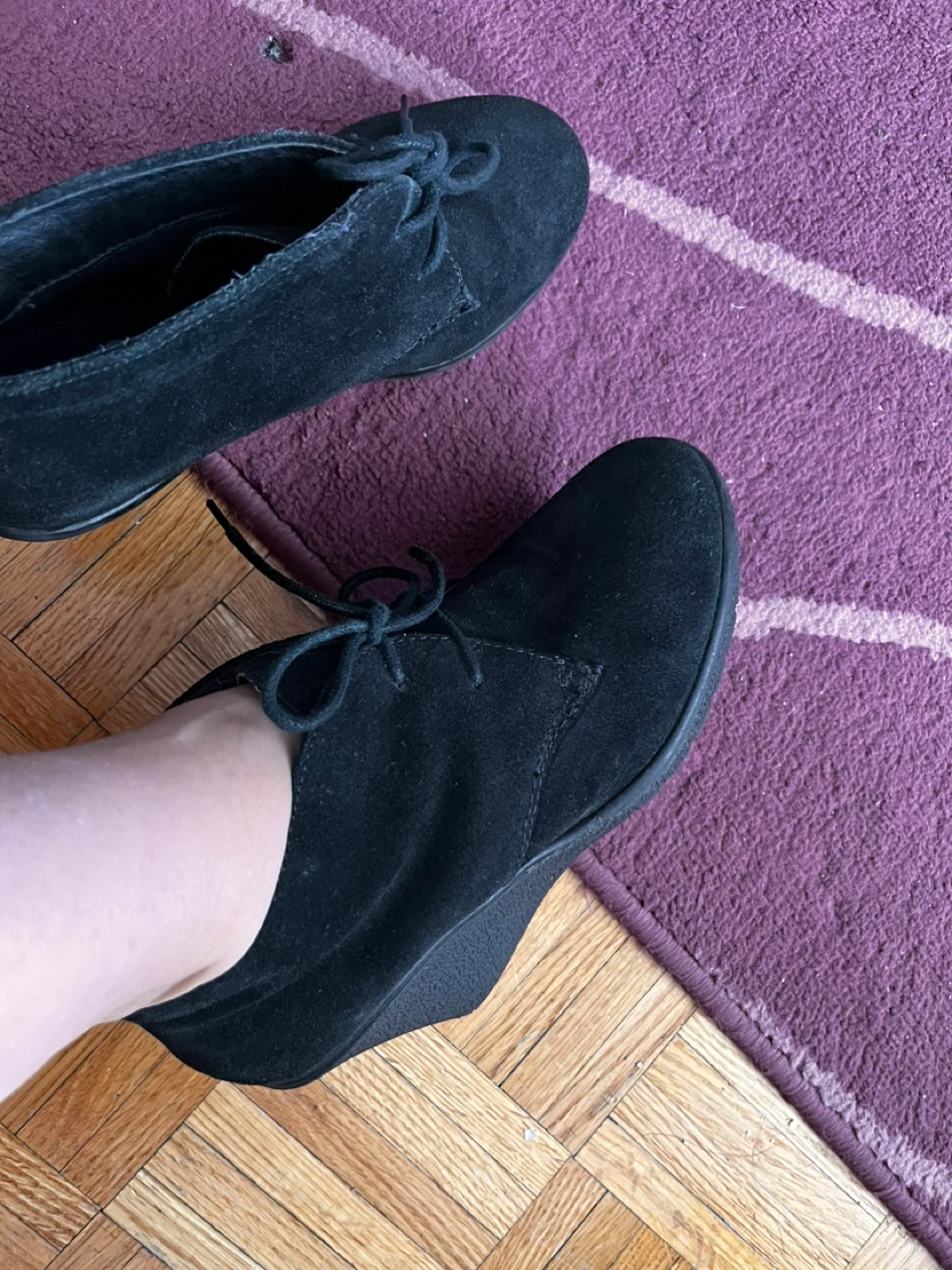 Black Suede Wedge Ankle Boots size 7 - photo 5