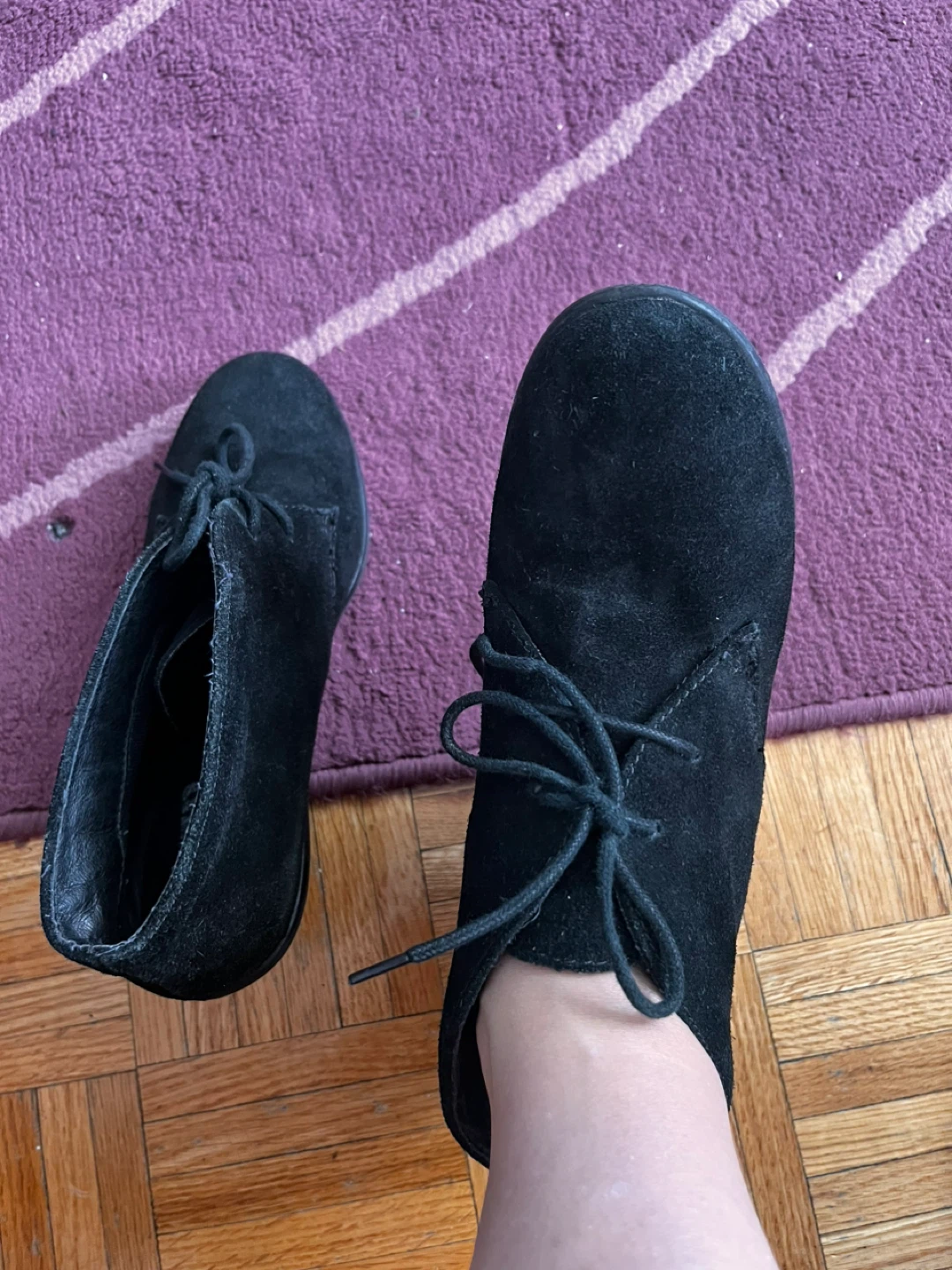 Black Suede Wedge Ankle Boots size 7 - photo 4