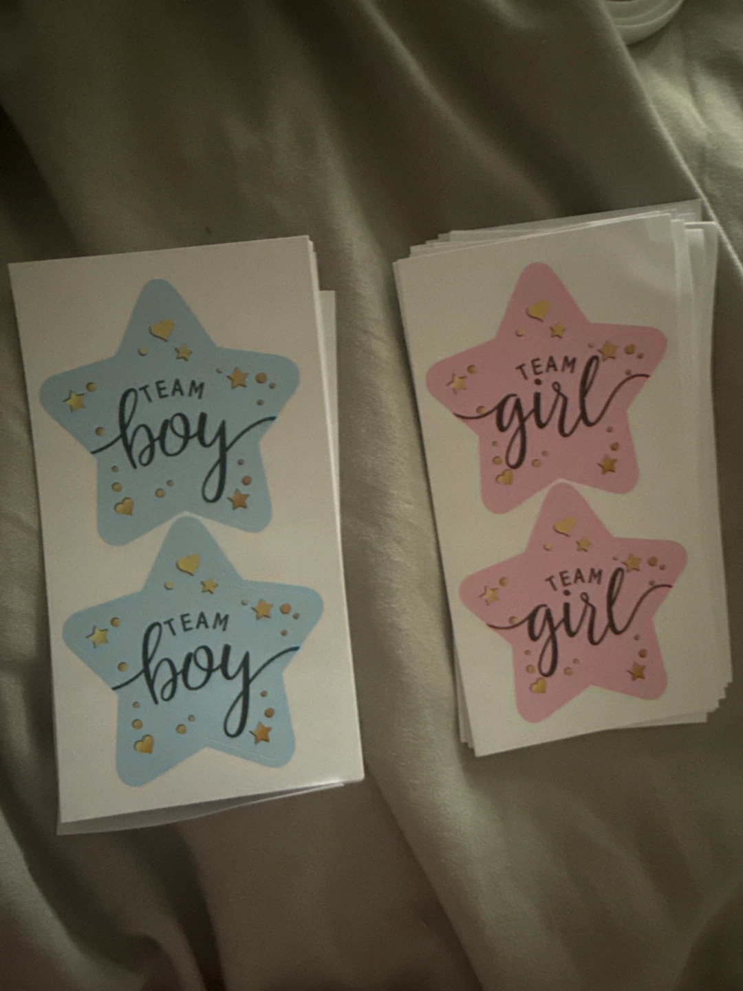 Gender Reveal "Team Boy" and "Team Girl" Stickers