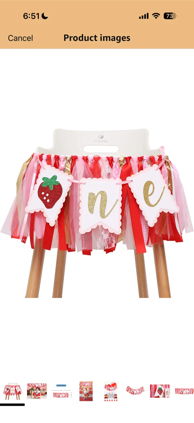Strawberry "One" High Chair Banner