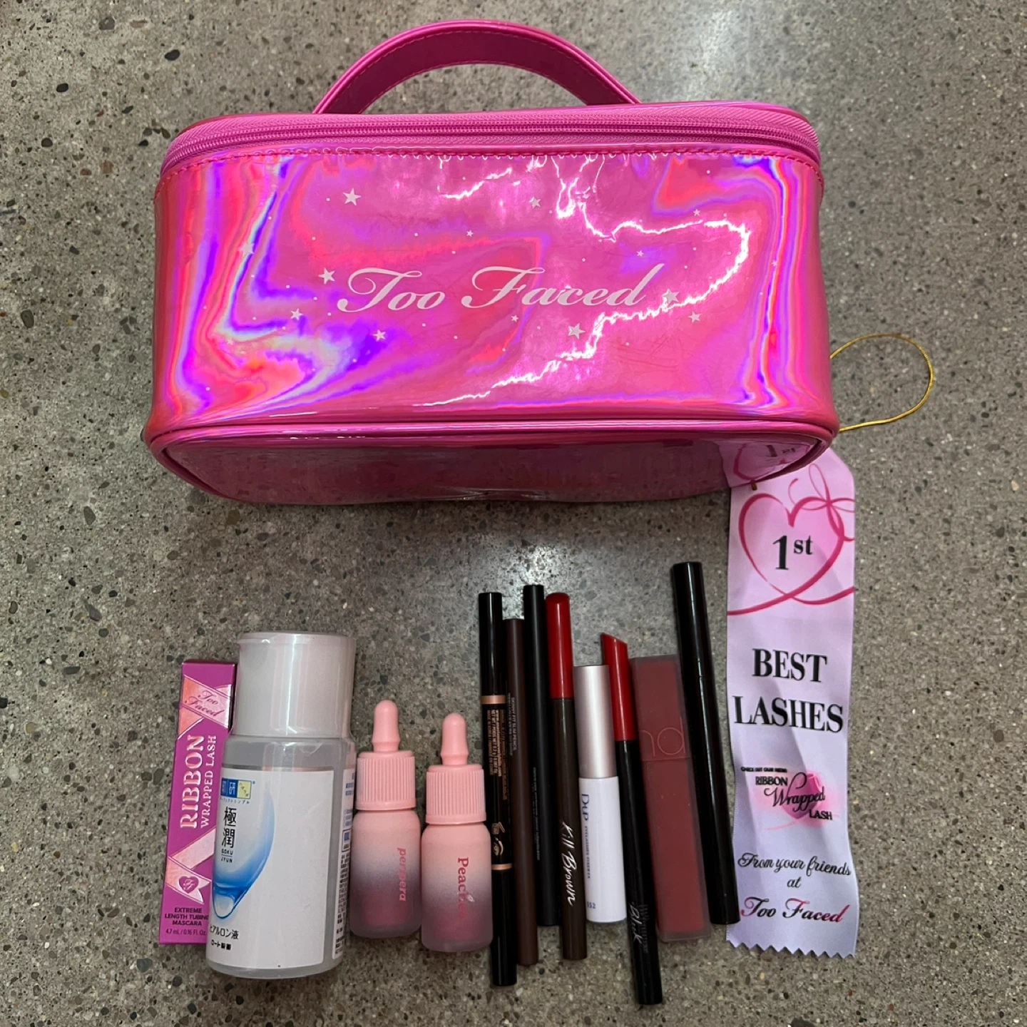 Too Faced Makeup Bag and Cosmetics Bundle